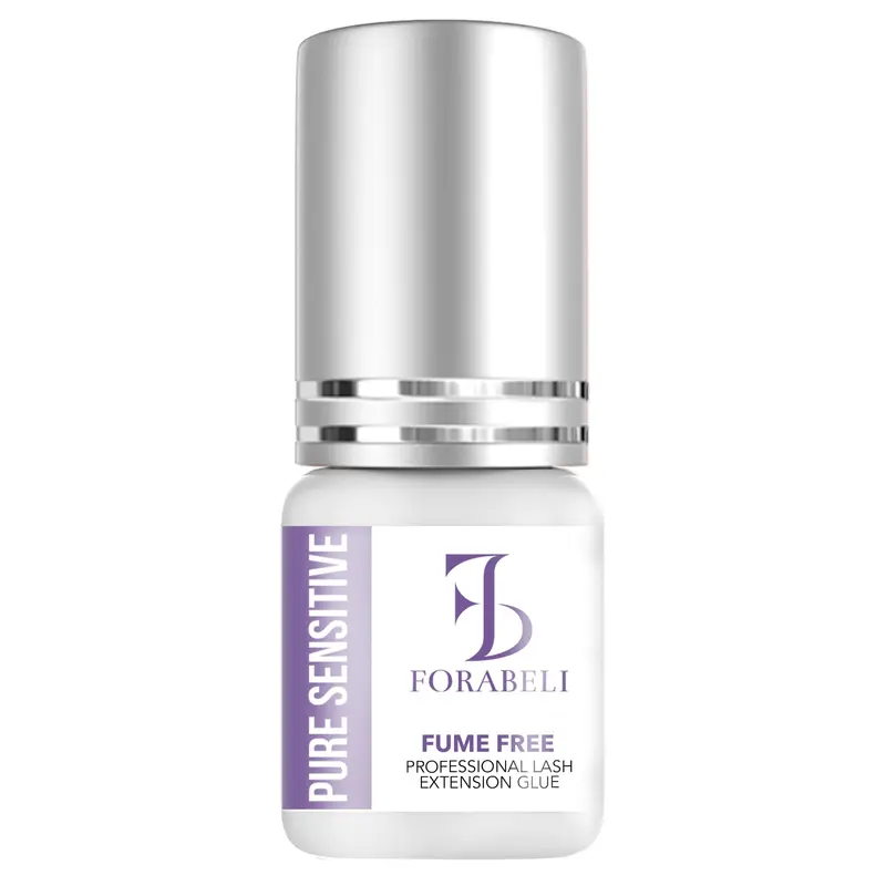 Forabeli Pure Sensitive Colle pour Extensions de Cils | Adhésif sans fumée | Sèche en 6-7 s | Rétention jusqu’à 4 semaines | Pour yeux sensibles | Noir, 5 ml