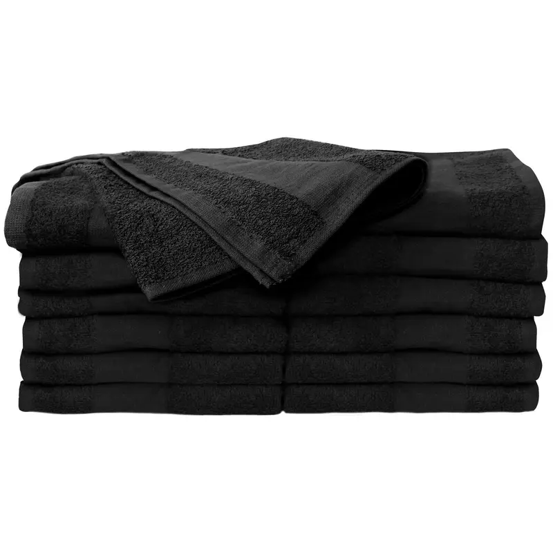 ForPro Premium – Serviettes de Salon Résistantes au Blanchiment, Noir, 100% Coton, 16 x 27 po, Lot de 12
