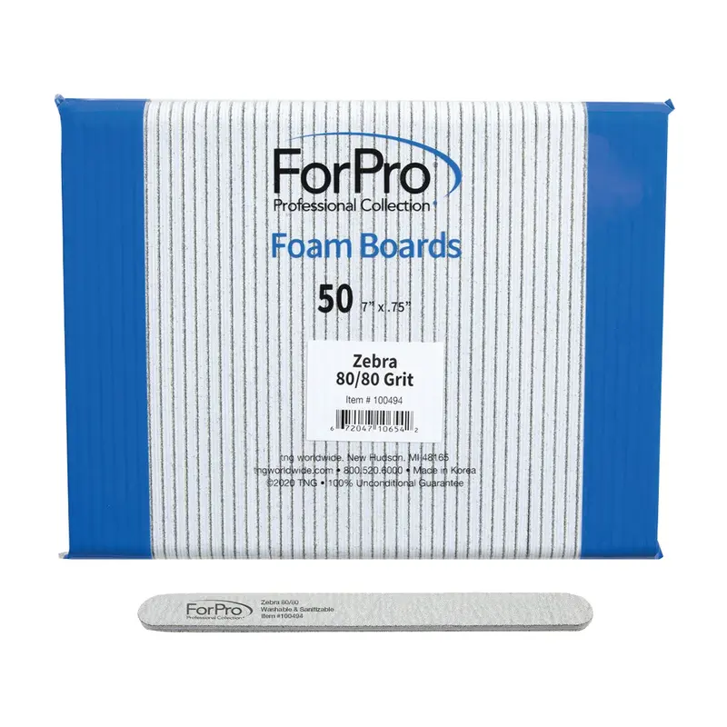 ForPro Zebra – Planche en mousse à lime double-face grain 80, 7 po x 0,75 po, noir | Lot de 50