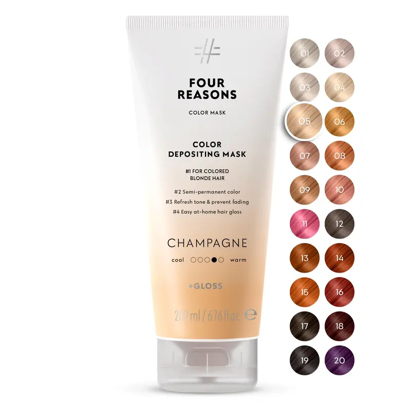 FOUR REASONS Color Mask Champagne Blonde – Gloss capillaire semi-permanent – végan et sans cruauté – 200 ml
