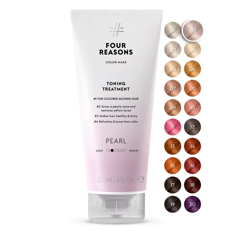 FOUR REASONS Color Mask Pearl Blond – Soin gloss et dépôt de couleur semi-permanent pour cheveux colorés – Végan et sans cruauté – 6,76 fl oz