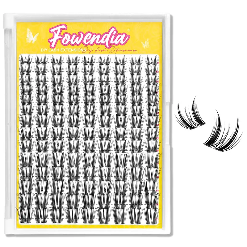 Fowendia Groupes Cils Effilés Freya 8-18mm - Extensions à faire soi-même, Bande Invisible 0,03mm, Aspect Naturel