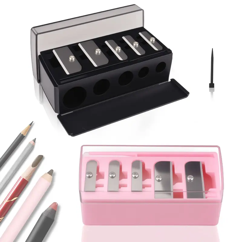 FOWSRHRG Affûteur Crayon 5 Trous — 2 Pièces, Lame Durable, Capuchon Plastique, Pour Yeux, Sourcils et Lèvres