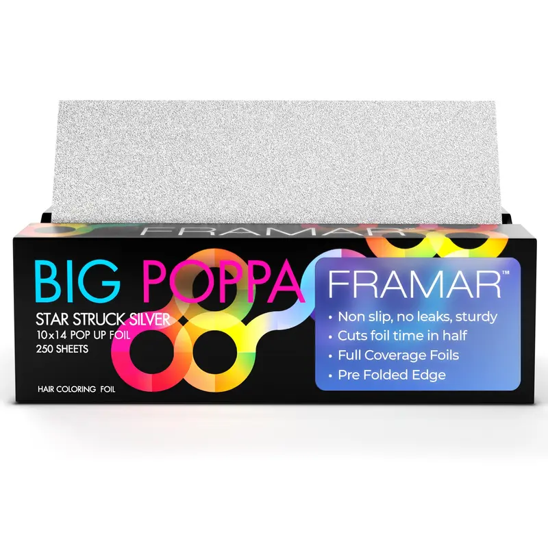 FRAMAR Big Poppa – Feuilles aluminium 10x14, 250 feuilles, pour mèches et coloration