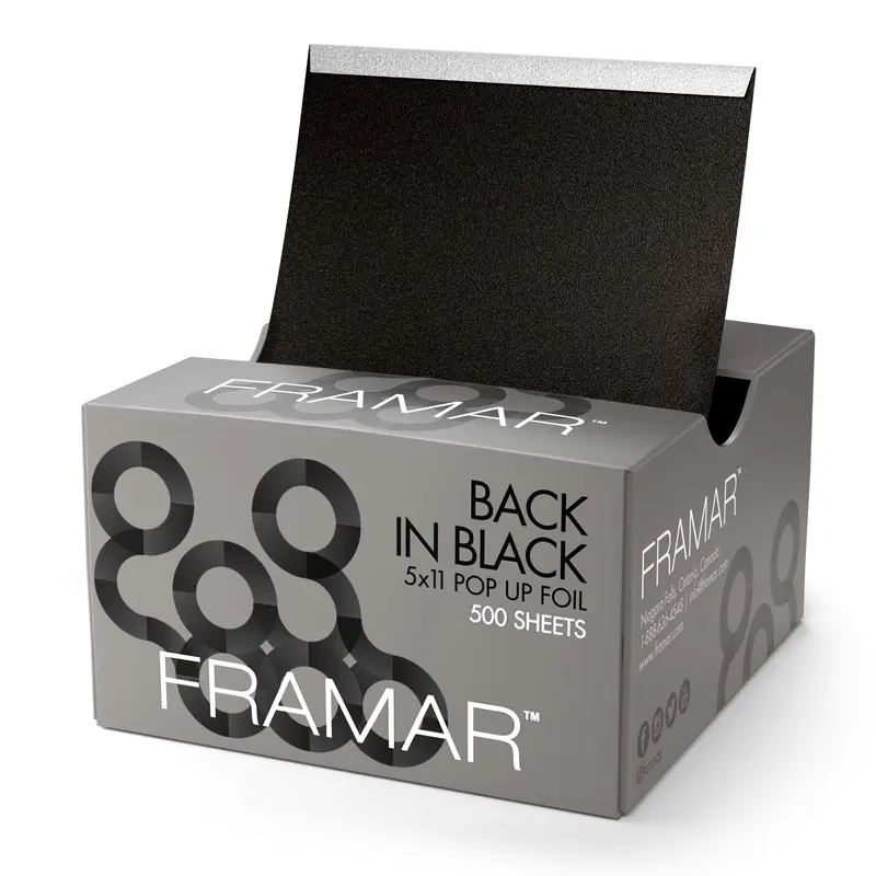 Framar Feuilles d’aluminium pour mèches Noir – Pop-Up, Non Glissant (500 feuilles)