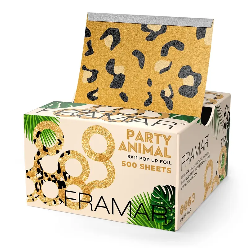 Framar Party Animal – Feuilles d'aluminium pour mèches, déploiement rapide, sans glisse, 5x11, 500 feuilles
