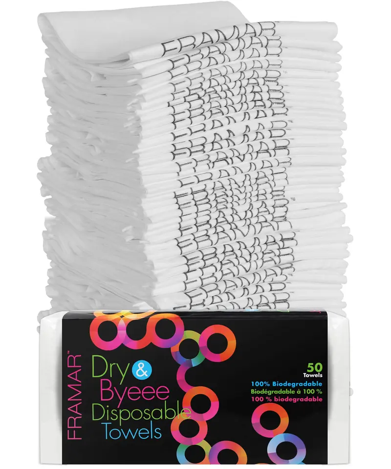 FRAMAR Serviettes de Salon Biodégradables – Jetables, Ultra Douces, 50 Unités