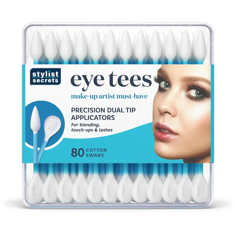 Fran Wilson Eye Tees Bâtonnets Coton Double-Face – Pack de 6, 80 Pointes par Pack, Applicateur Maquillage Précis
