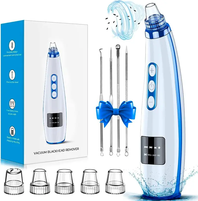 FREESHOW Aspirateur Pores Noirs — Nettoyage en profondeur, 5 niveaux, 5 embouts, USB rechargeable