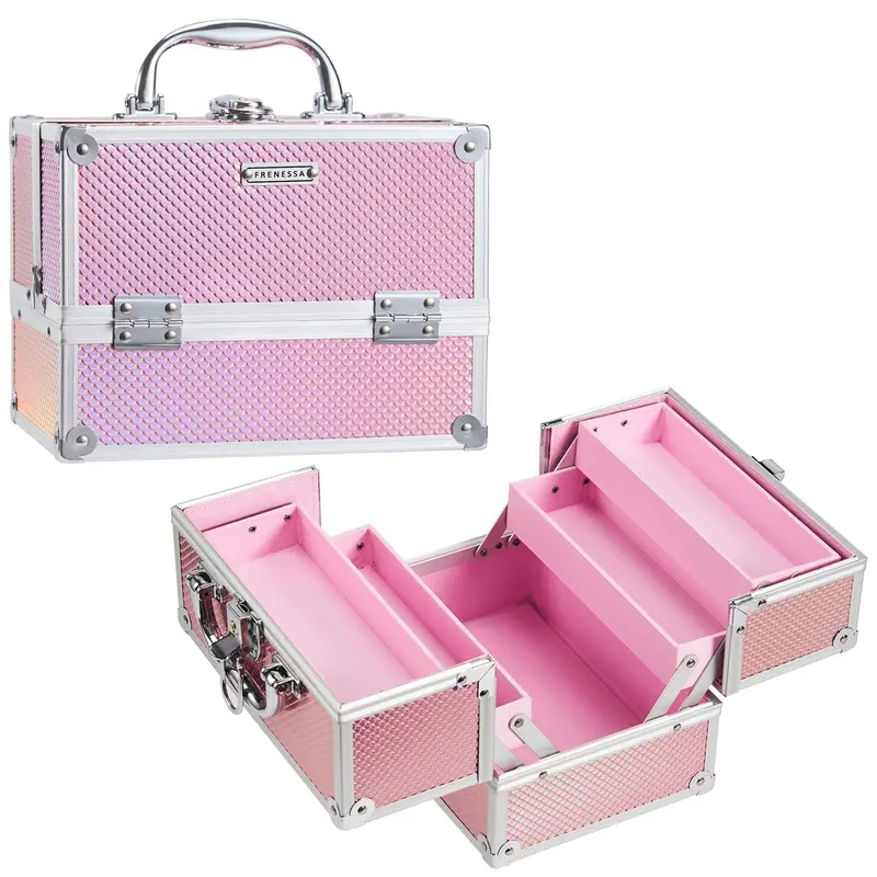 FRENESSA Coffret Maquillage Mermaid Pink – Portable, Verrouillable, 8,85 po