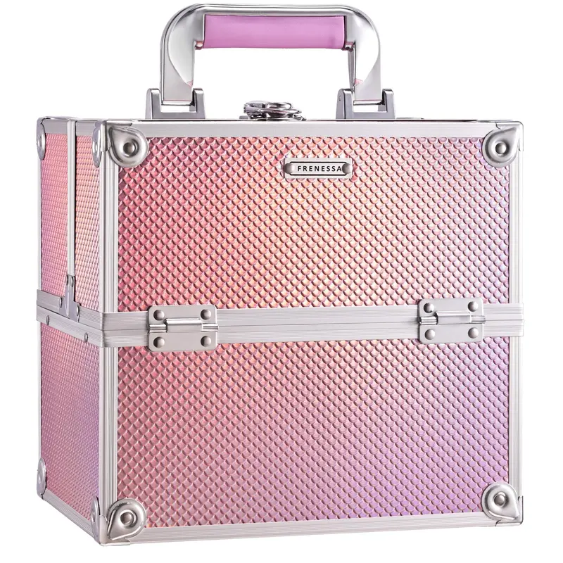 FRENESSA Coffret Maquillage Mermaid Rose – Boîte Portable à 4 Tiroirs