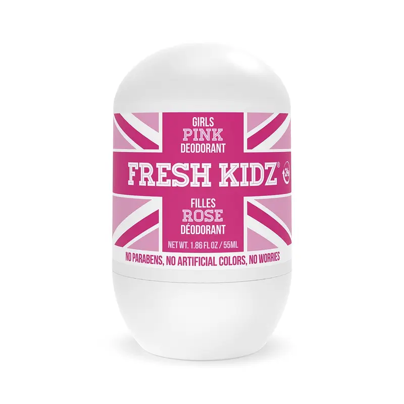 Fresh Kidz Roll-On Déodorant Filles Rose – Sans Bicarbonate ni Aluminium, Protection 24 h, 55 ml