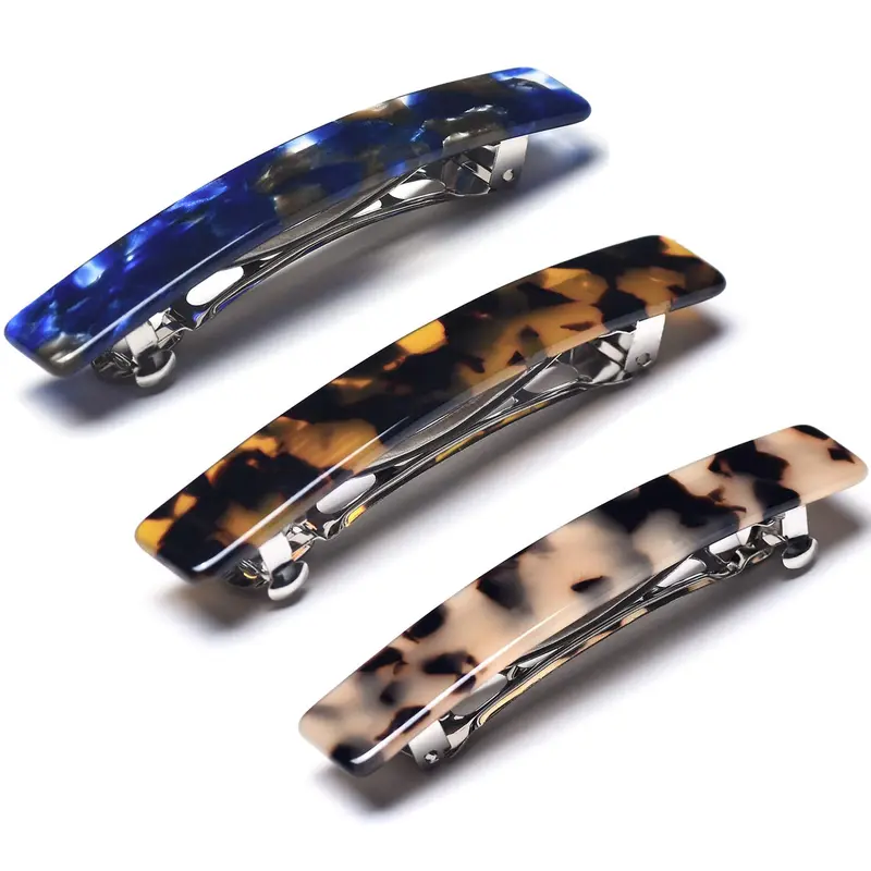 Fsmiling Barrettes en Acétate pour Femmes – Clips Cheveux Sans Glissement, Lot de 3