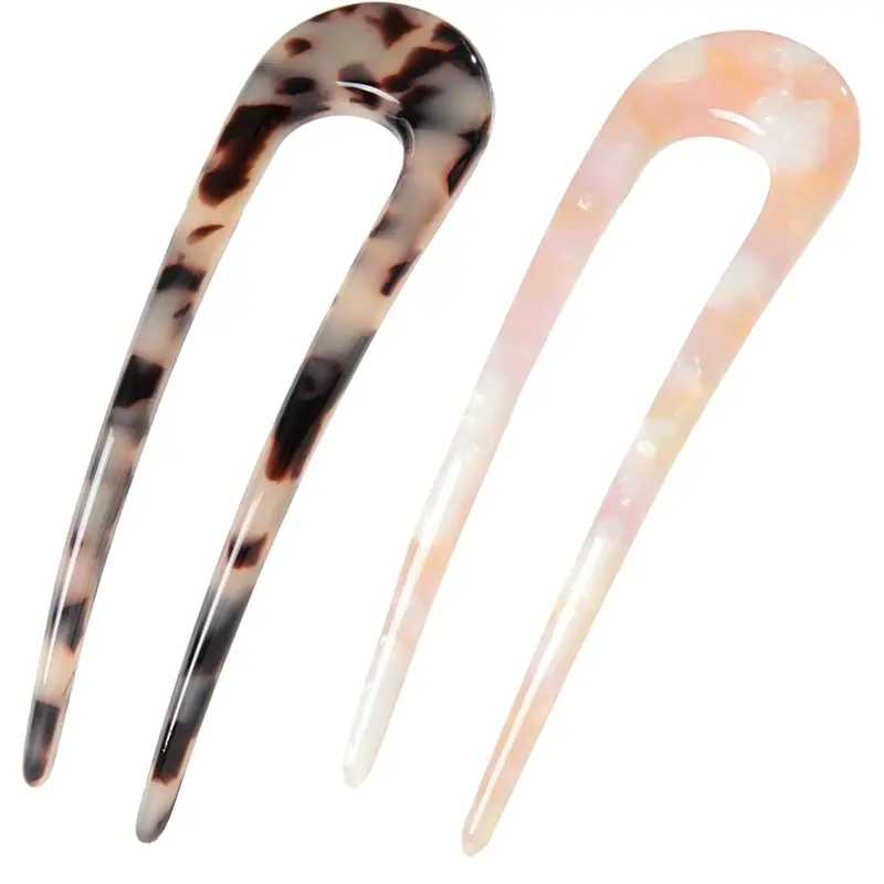 Fsmiling Épingle Cheveux Tortue U-Forme 2 Dents – Lot de 2