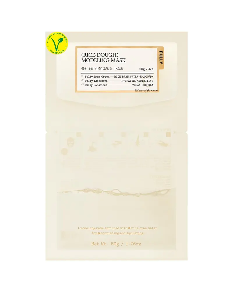 FULLY Masque Modelant Riz – Hydratation Instantanée, Éclat et Barrière Cutanée | Vegan et Dermatologiquement Testé, Sans Bol, 4x50 g