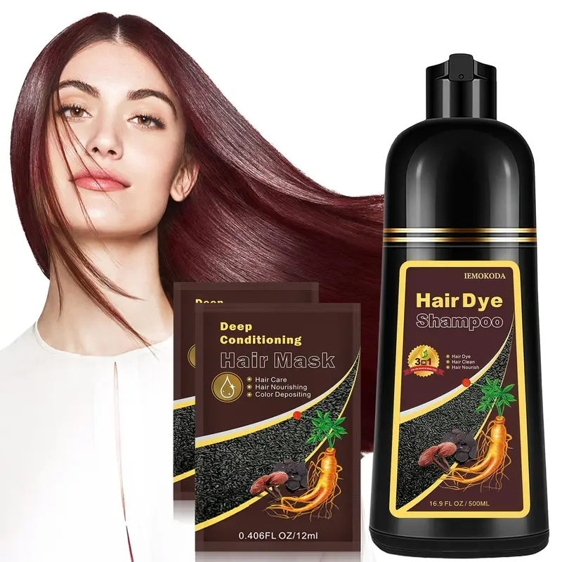 Fvquhvo – Shampoo Colorant 3 en 1 Brun Cerise – Coloration rapide à domicile