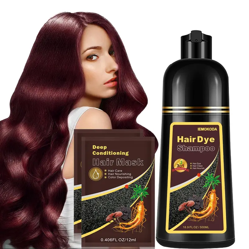 Fvquhvo Shampooing Coloration Cheveux Gris – Rouge Durable 3 en 1
