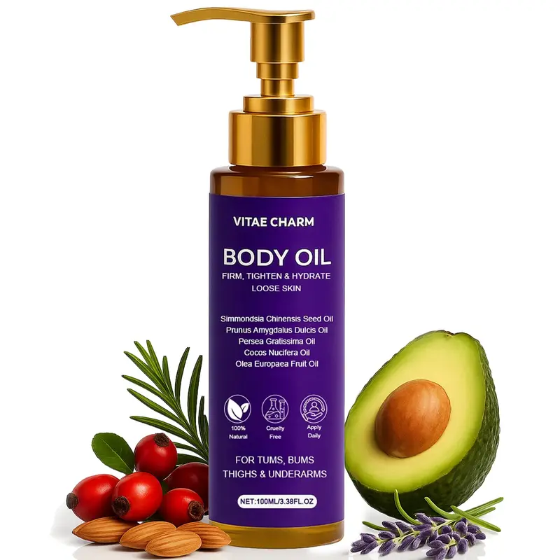 FWPTEI Vitae Charm – Huile corporelle raffermissante, hydratation & fermeté, 8 huiles végétales