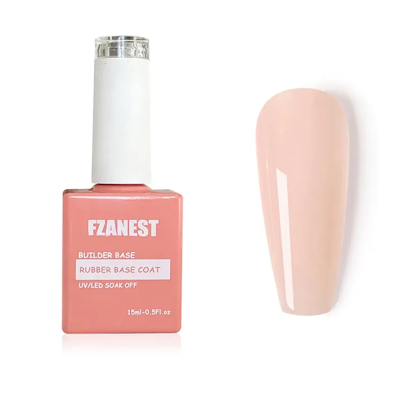 FZANEST Gel de Construction Nude Rose 15 ml – Base Gel 7 en 1 pour ongles plus forts et extensions
