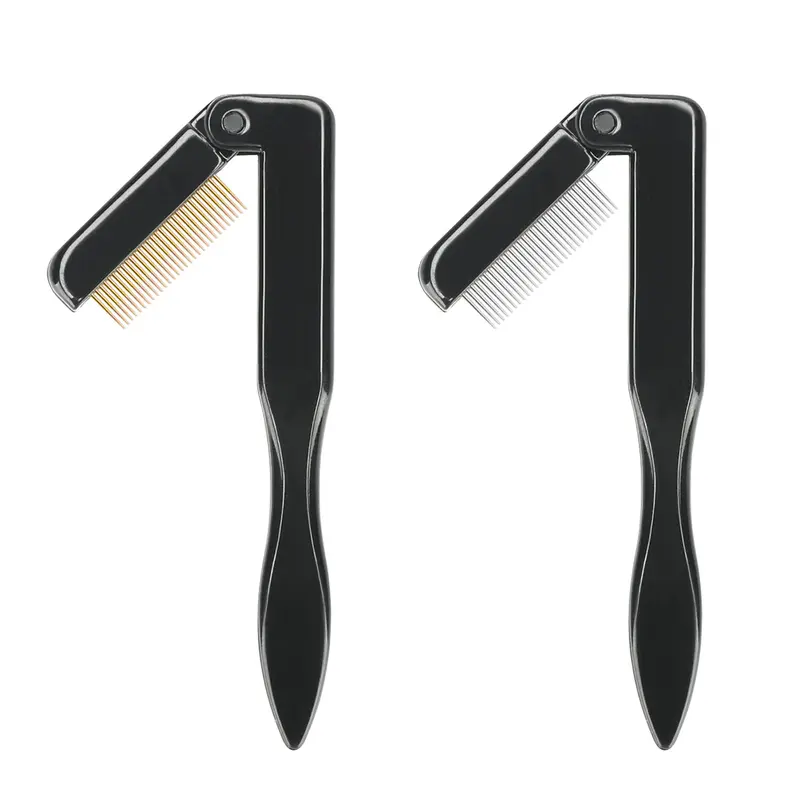 G2PLUS Set de Deux Peignes Cils Pliables – Séparateurs Cils et Sourcils Métal Noir