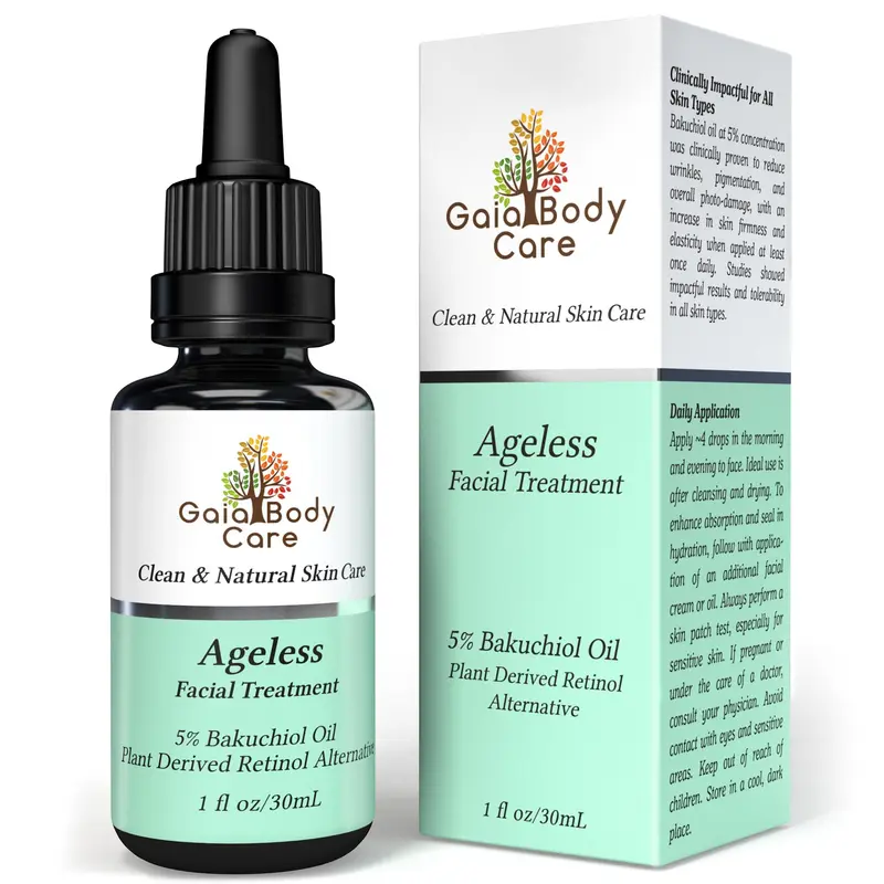 Gaia Body Care 5% Bakuchiol – Huile Biologique Anti-Âge, Lissage et Hydratation – Alternative naturelle au rétinol (Rose) – 30 ml