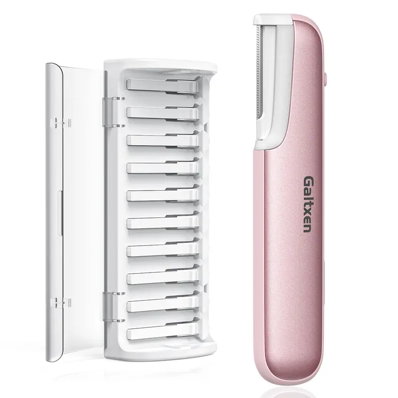 Galtxen Outil Dermaplanage Rose – Exfoliation faciale et épilation des poils fins, technologie sonique rechargeable, 10 lames