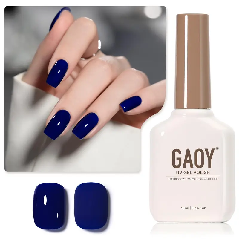 GAOY Gel Vernis Bleu Nuit 1532 – 16 ml, Séchage UV LED 60s, Nail Art à Domicile