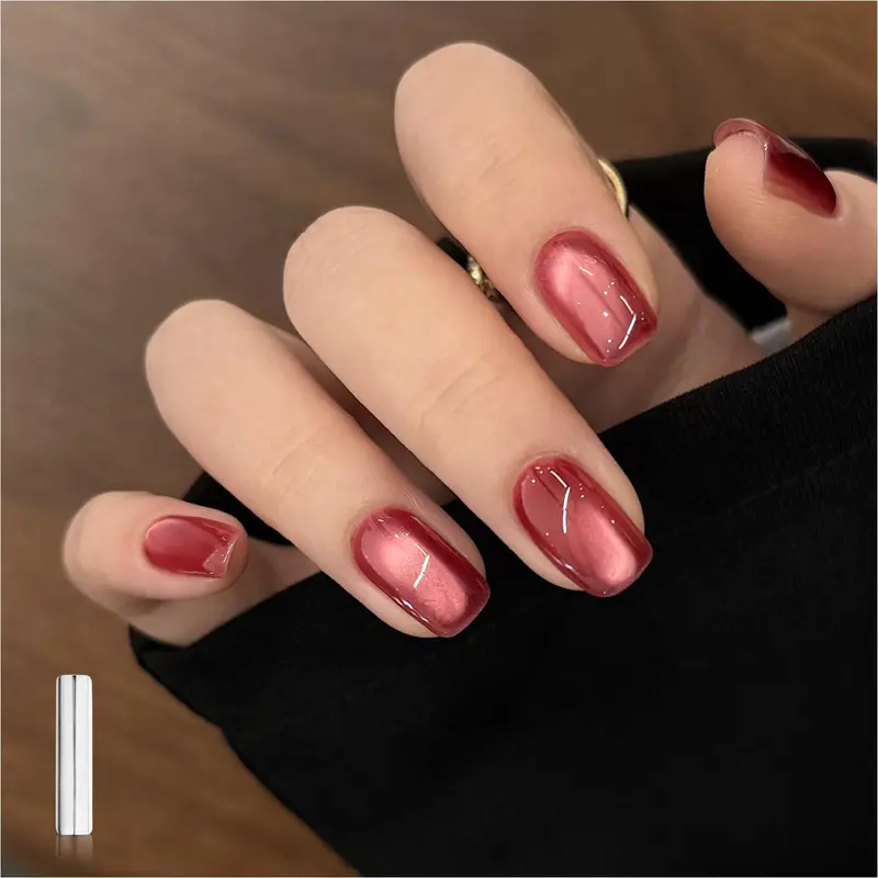 GAOY Jelly Red Cat Eye Vernis Gel 16 ml – Effet Cat Eye Pailleté, Aimant Magnétique, Gel UV Translucide – 3091 Velvet Wine