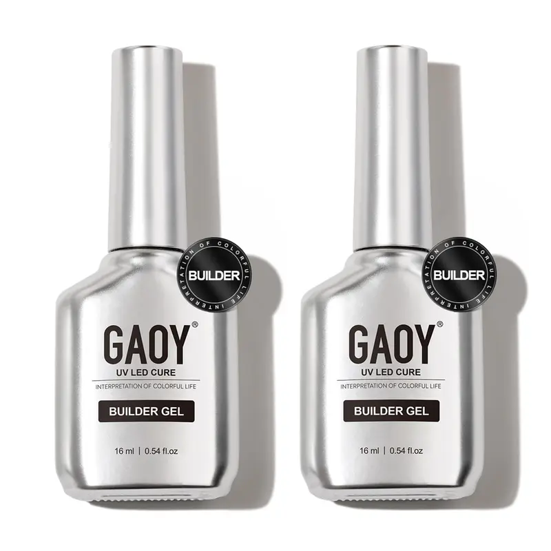 GAOY – Lot de 2 Gel Builder clair 16 ml pour ongles | Renforcement, Extension & Séchage UV | Base Coat et Top Coat nécessaires