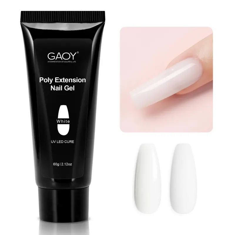 GAOY Poly Gel 60 g | Gel d’extension blanc pour ongles – Débutants et professionnels