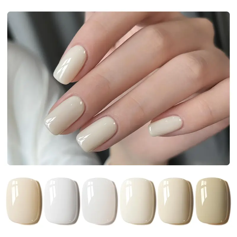 GAOY Vernis Gel Blanc – Ensemble 6 Couleurs Jelly Milky, Séchage UV, DIY à Domicile