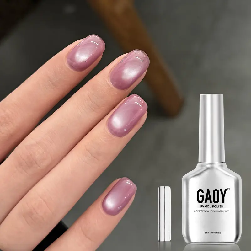 GAOY Vernis Gel Cat Eye Jelly Pink – 16 ml, Aimant et Paillettes Holographiques, UV Berry Rose 3098