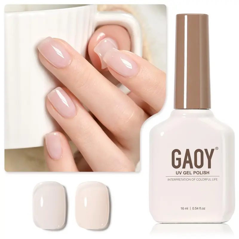 GAOY Vernis Gel Jelly Neutre Translucide 16 ml – Séchage UV LED, Nail Art à Domicile, Teinte Élégance 2909