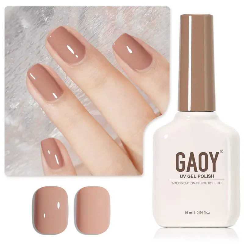 GAOY Vernis Gel Nude Marron, 16 ml – Vernis Gel à Retrait par Dissolvant pour Nail Art et Manucure DIY à Domicile – Couleur 1505