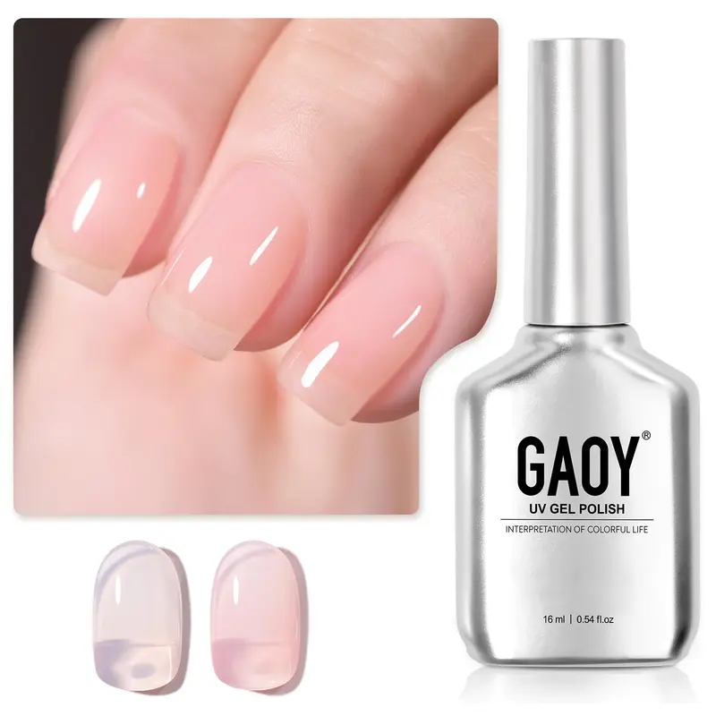 GAOY Vernis Gel Rose Translucide – Teint Rosé Nude, 16 ml, Manucure à domicile