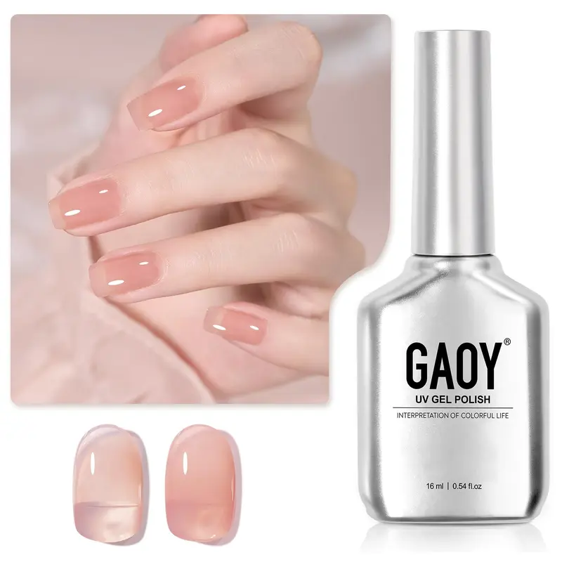 GAOY Vernis Gel Translucide Rose Clair 16ml — Gel UV pour art des ongles à domicile, 1533