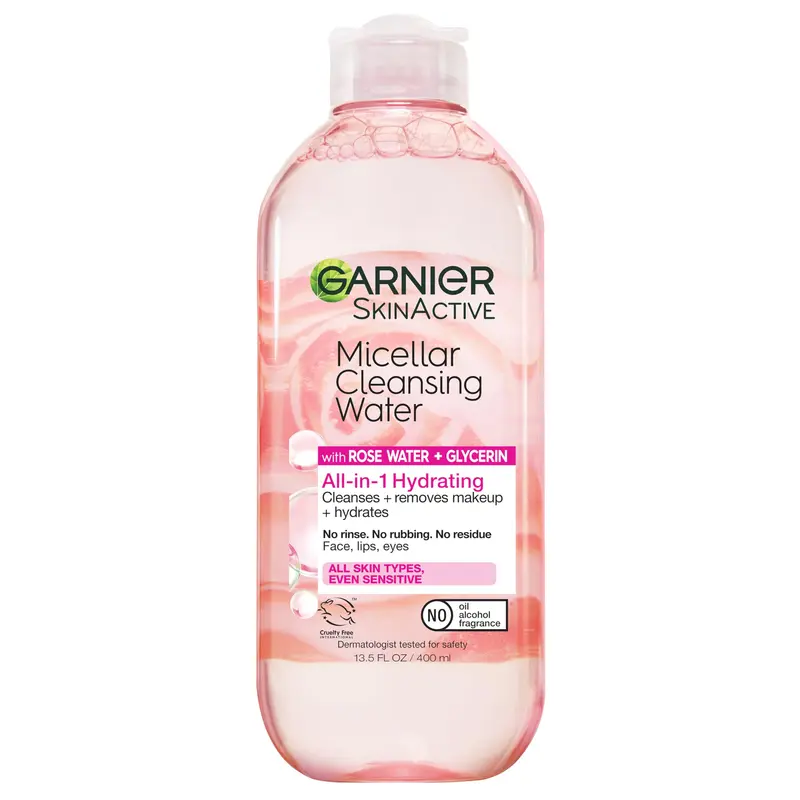 Garnier Eau micellaire rose – Nettoyage hydratant et démaquillage, végan et sans cruauté, 400 ml