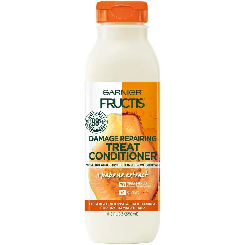 Garnier Fructis Soin Démêlant Réparateur – Papaye, 98% Ingrédients Naturels – Cheveux Secs et Endommagés, 11,8 fl oz