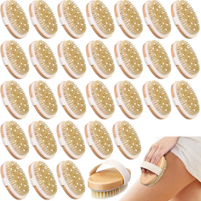 Gejoy – Lot de 10 Brosses Corporelles Exfoliantes, Manche en Bois