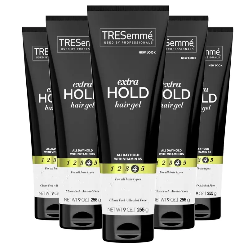 Gel Coiffant TRESemmé avec Vitamine B – Tenue Extra, Protection Chaleur et Volume (5 tubes, 9 oz chacun)