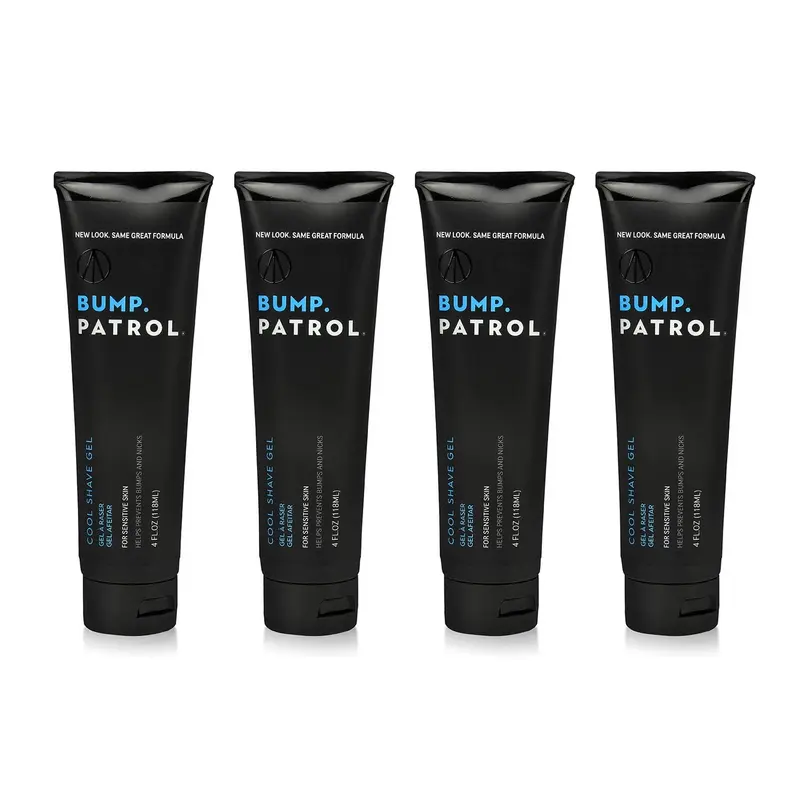 Gel de rasage frais Bump Patrol – Clair, mentholé, peau sensible, prévient irritations et poils incarnés, lot de 4 x 118 ml