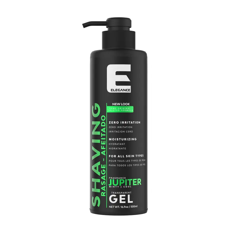 Gel de rasage transparent E Elegance – Menthe fraîche et parfum Jupiter, 500 ml