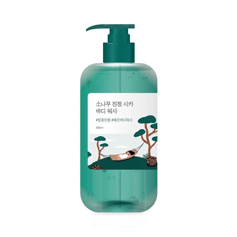 Gel douche apaisant au pin et à la cica Round Lab 400 ml