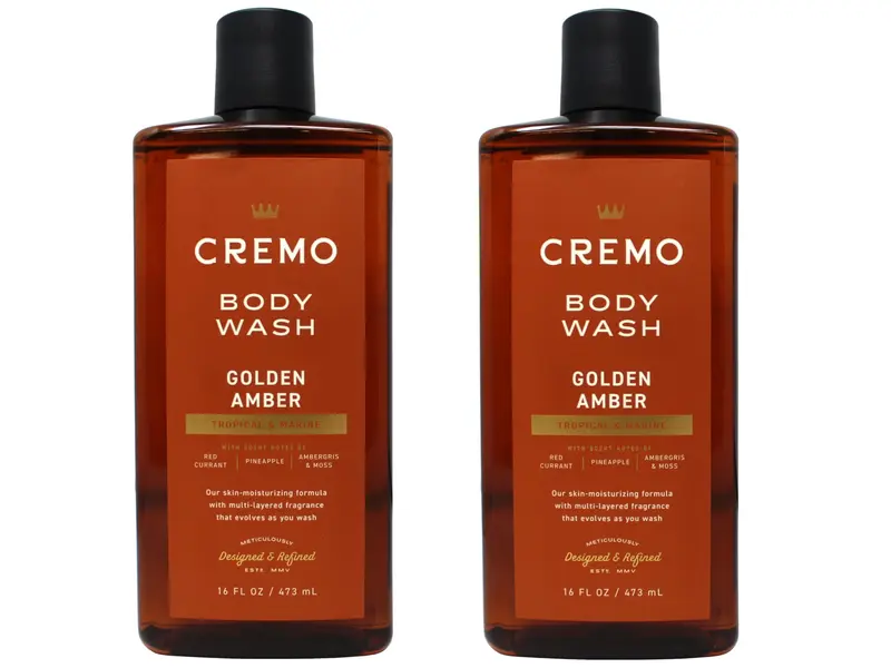 Gel Douche Cremo Ambre Doré – Parfum Tropical et Marin, Groseille Rouge et Ananas, Lot de 2 x 473 ml