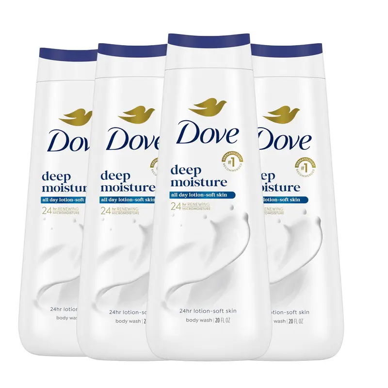 Gel Douche Dove Hydratation Profonde – Hydratation 24h, Pack de 4 bouteilles 20 oz