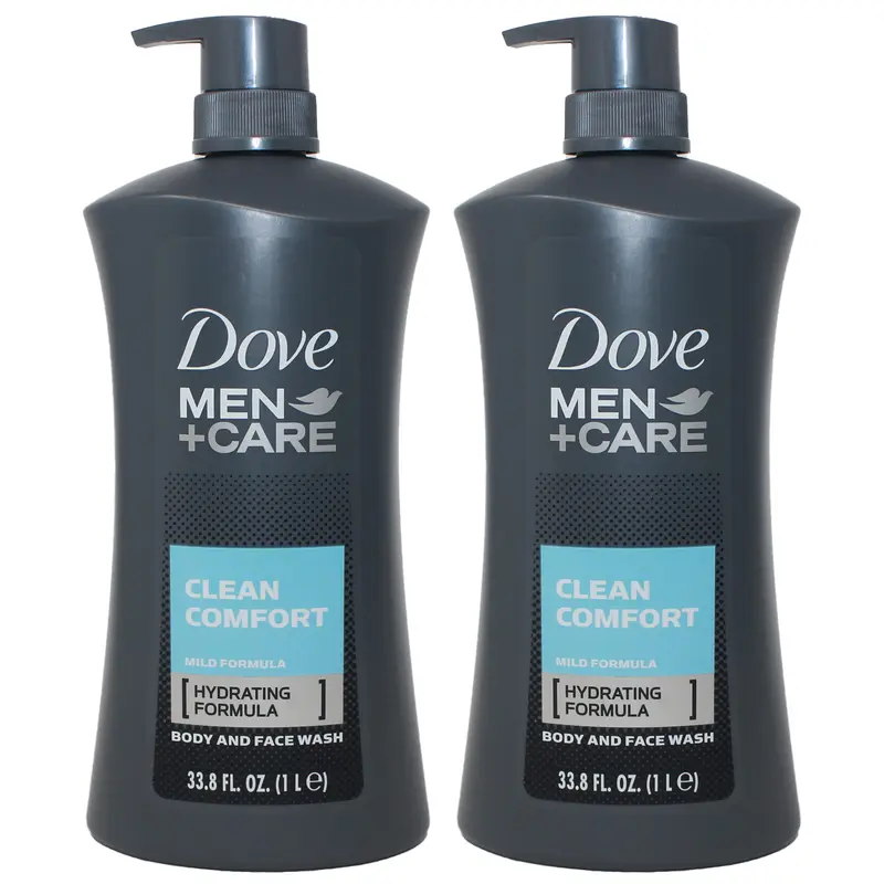 Gel douche Dove Men Clean Comfort – 1 L, Lot de 2 | Nettoyant pour corps et visage