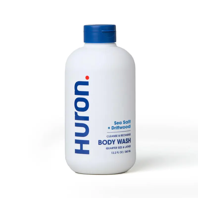 Gel Douche Homme Huron – Hydratant, Vitamine E, Coco & Hamamélis | Senteur Sel Marin | Végan, Sans Sulfates, Cruelty-Free – 12,2 oz