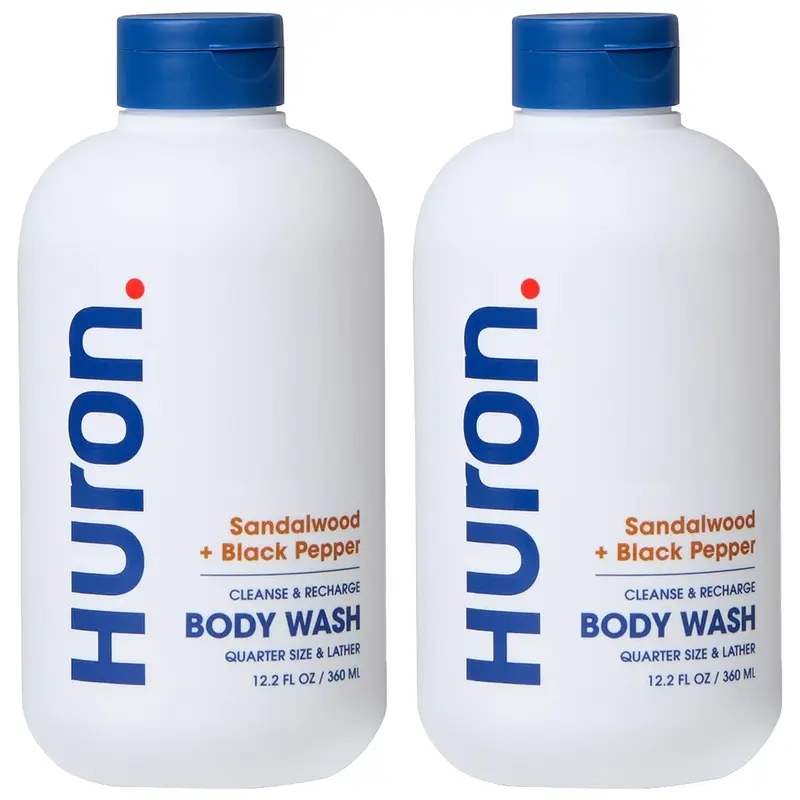 Gel Douche Hydratant Homme Huron – Santal, Poivre Noir, Cèdre & Ambre – 2 × 360 ml