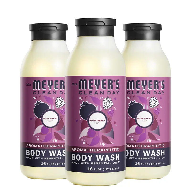 Gel Douche Hydratant Plum Berry – MRS. MEYER'S CLEAN DAY, Lot de 3, 473 ml par flacon