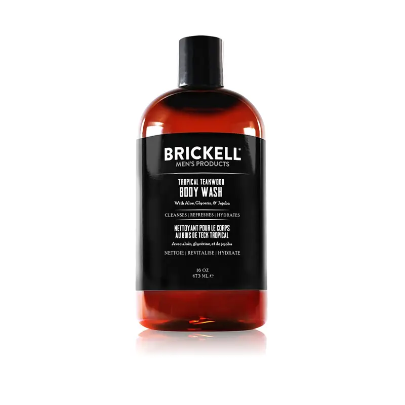 Gel Douche Invigorant pour Hommes – Brickell, naturel et biologique, parfum Teck Tropical, 16 oz